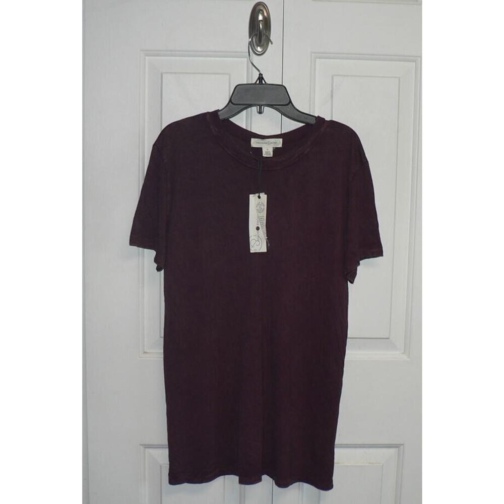 Treasure & Bond Womens Mineral Wash Short Sleeve‎ T-Shirt Burgundy Fudge SM $45